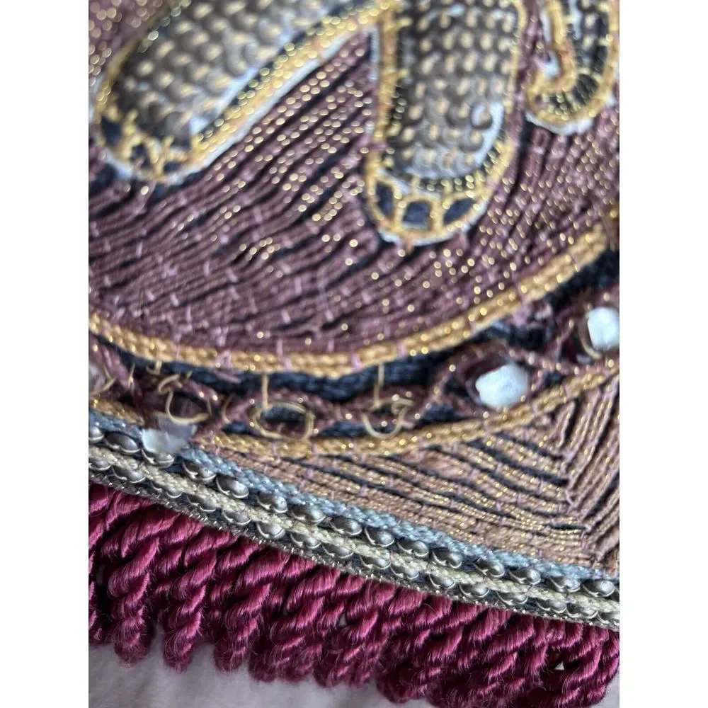 Gorgeous, Custom-Made‎ Bolster Pillow, Big Elephant, Jewels Sequins Fancy Beads